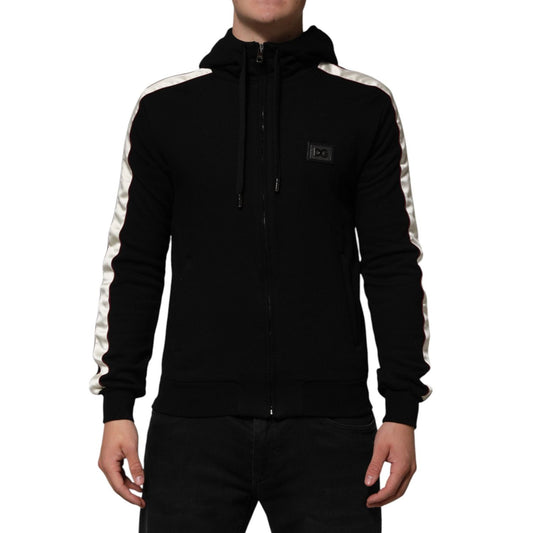 Dolce & Gabbana Black Cotton Plaque Track Cardigan Sweater TSH90631-46