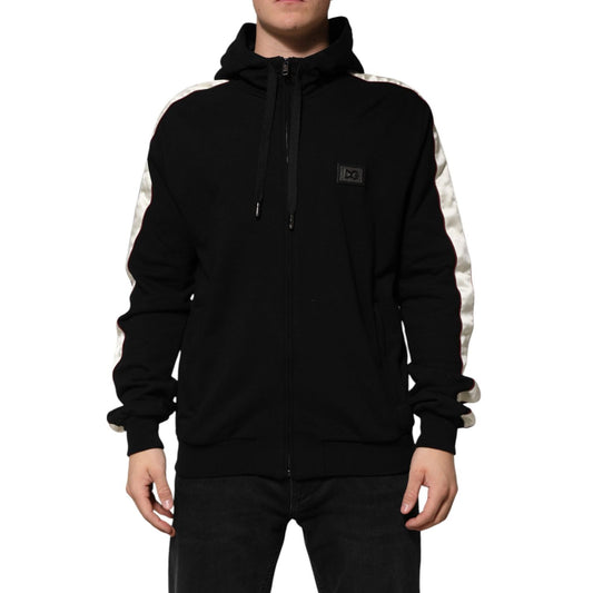 Dolce & Gabbana Black Cotton Plaque Track Cardigan Sweater TSH90783-44