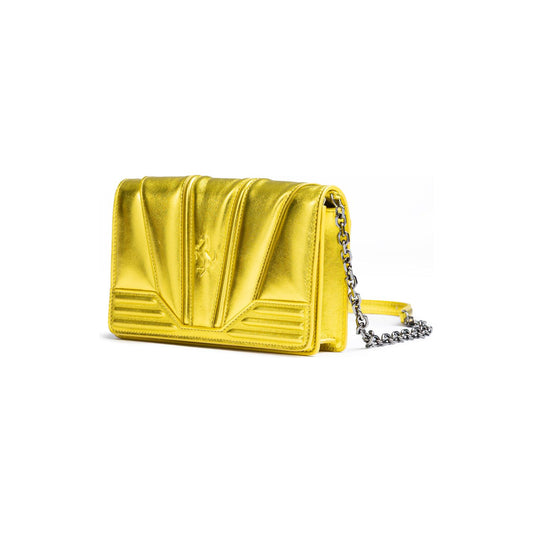 Ferrari Metal Yellow GT patent leather bag with chain FE8056121179042