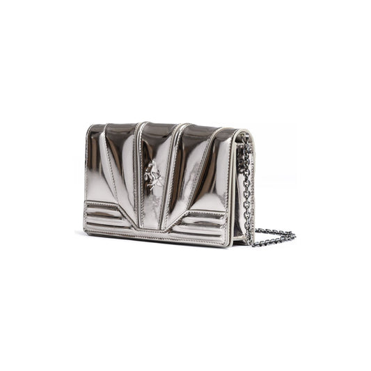 Ferrari Metal Silver GT patent leather bag with chain FE8056121179097