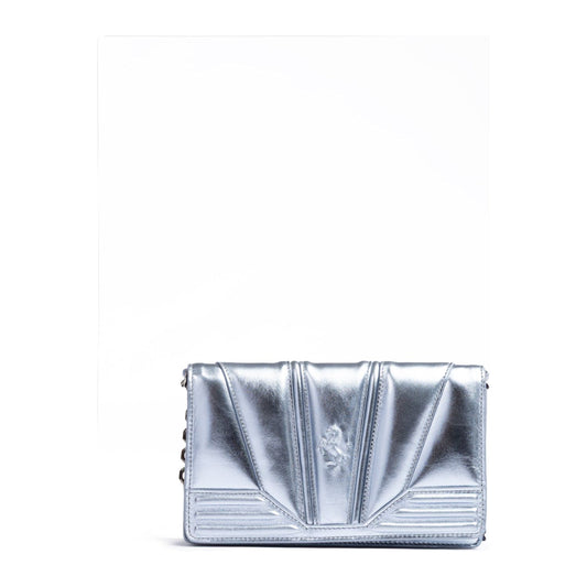 Ferrari Metal light blue GT patent leather bag with chain FE8056121179066