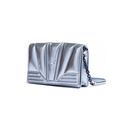 Ferrari Metal light blue GT patent leather bag with chain FE8056121179066