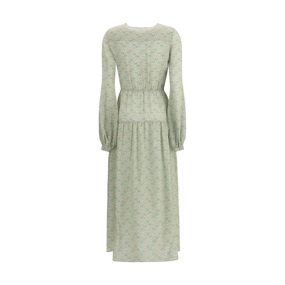 Kristina Ti Silk long Dress with foliage print KR-KAL0094TI0293VE2-IT42 | L