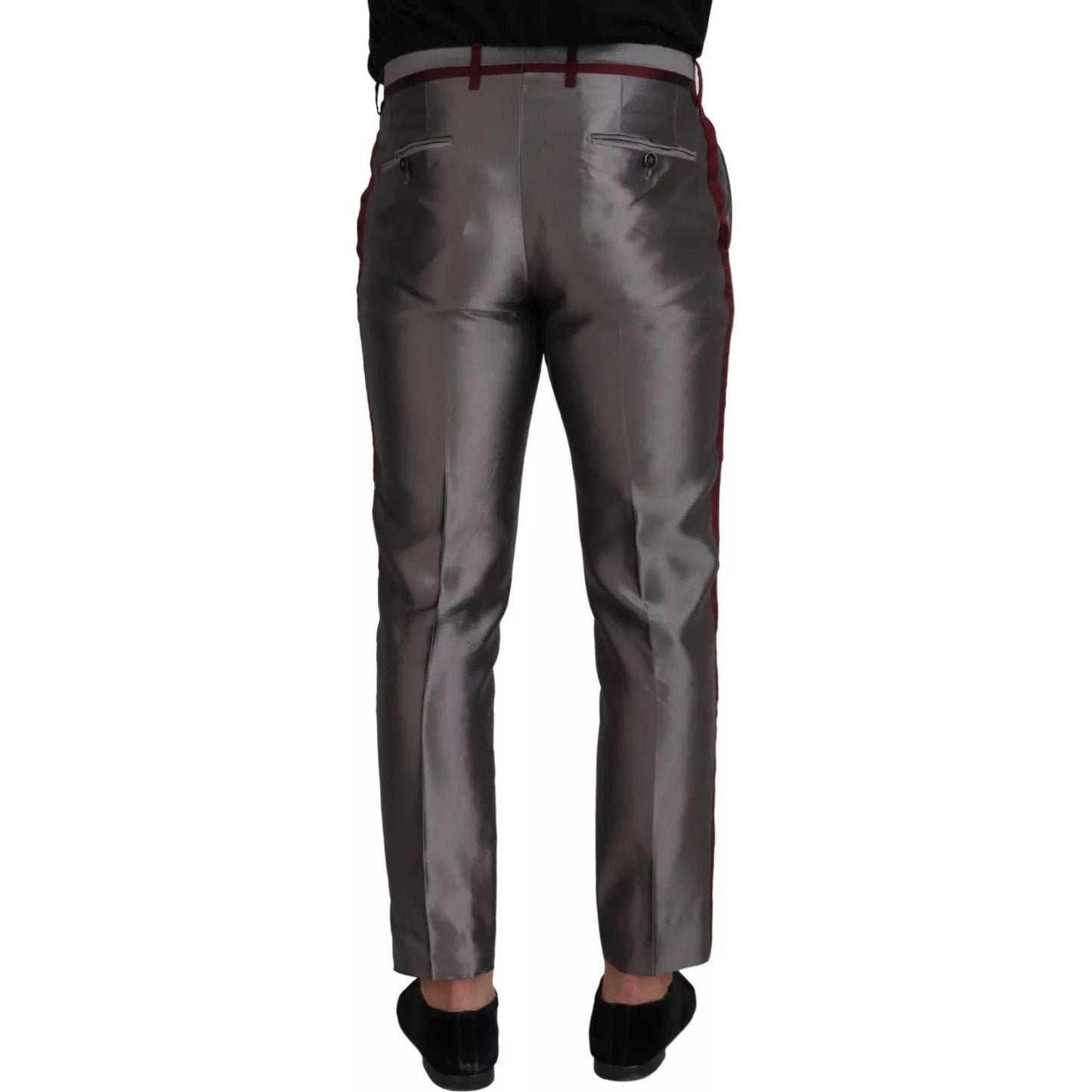 Dolce & Gabbana Gray Silk Metallic Men Dress Trouser Pants PAN73329-48