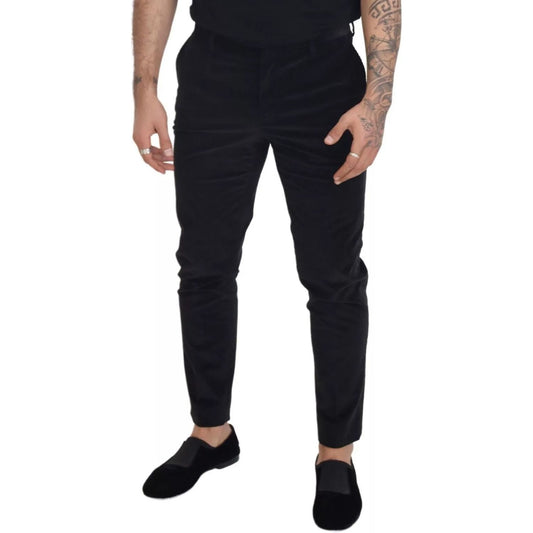 Dolce & Gabbana Black Stretch Cotton Slim Trousers Chino Pants