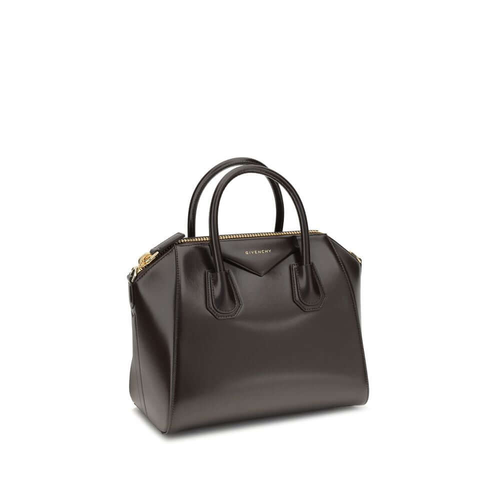 Front view with bag zipped and handles upright.