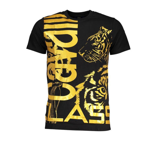 Cavalli Class Black Cotton T-Shirt CA-28570-M