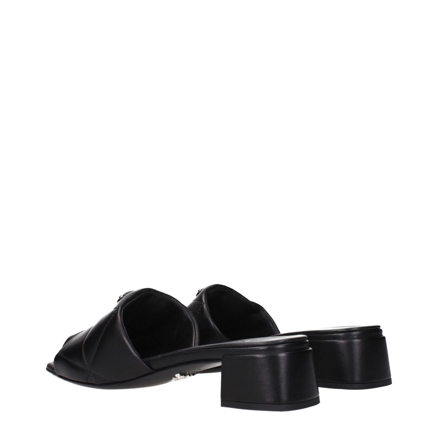 Prada Black Leather Flat Sandals