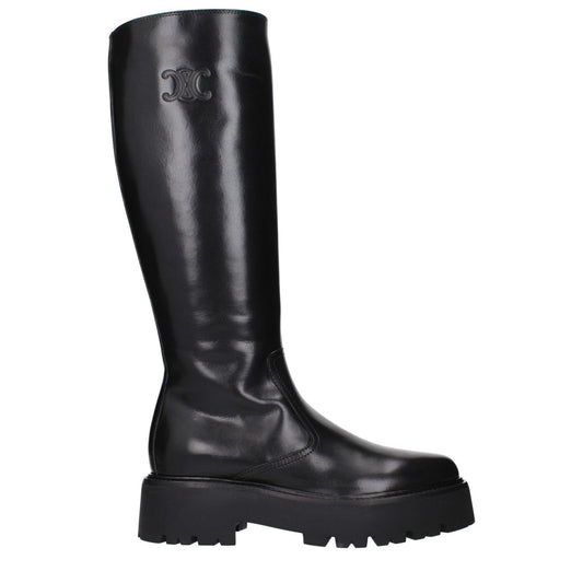 Celine Black Leather Ankle Boots