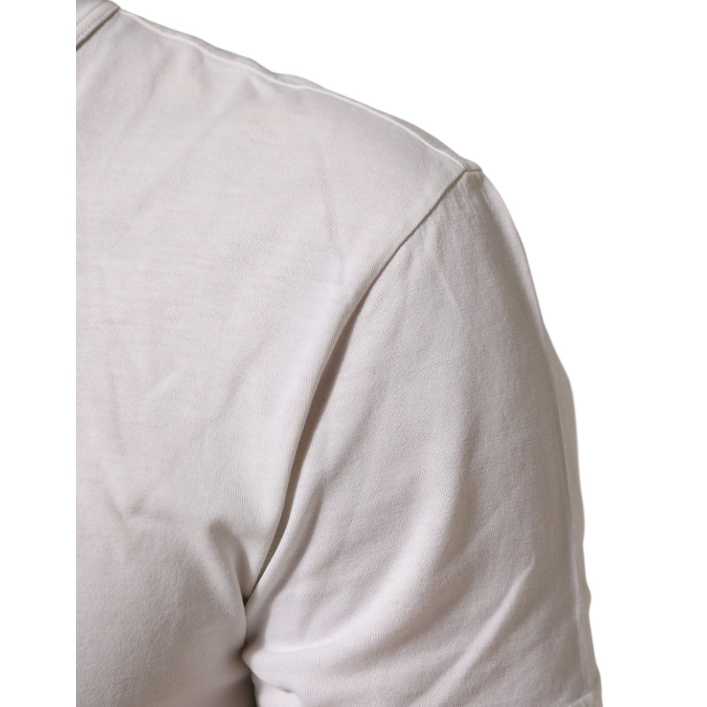 Dolce & Gabbana White Logo Print Cotton Crew Neck Men T-shirt