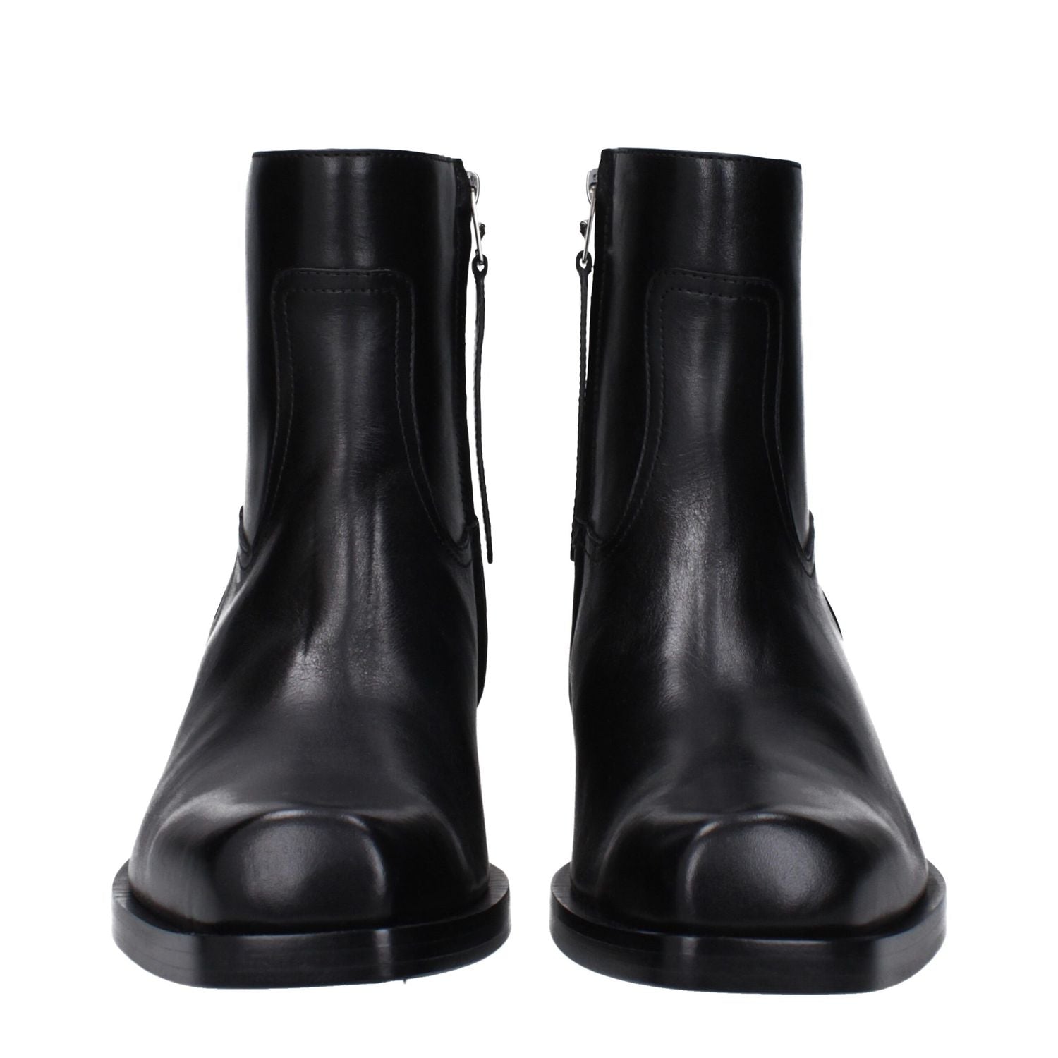 Versace Black Leather Ankle Boots