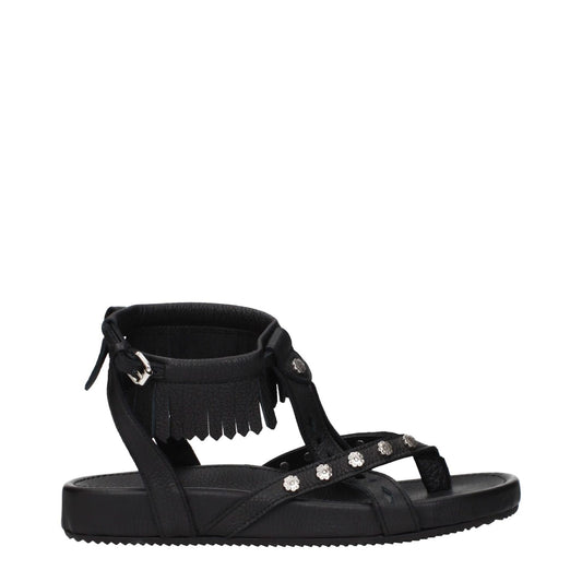 Isabel Marant Black Leather Flat Sandals