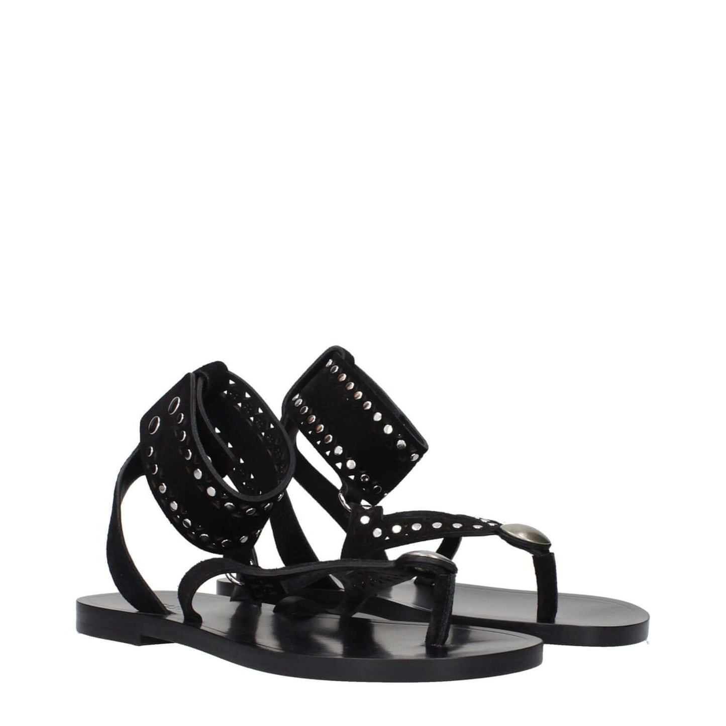 Isabel Marant Black Leather Flip-Flop Sandals