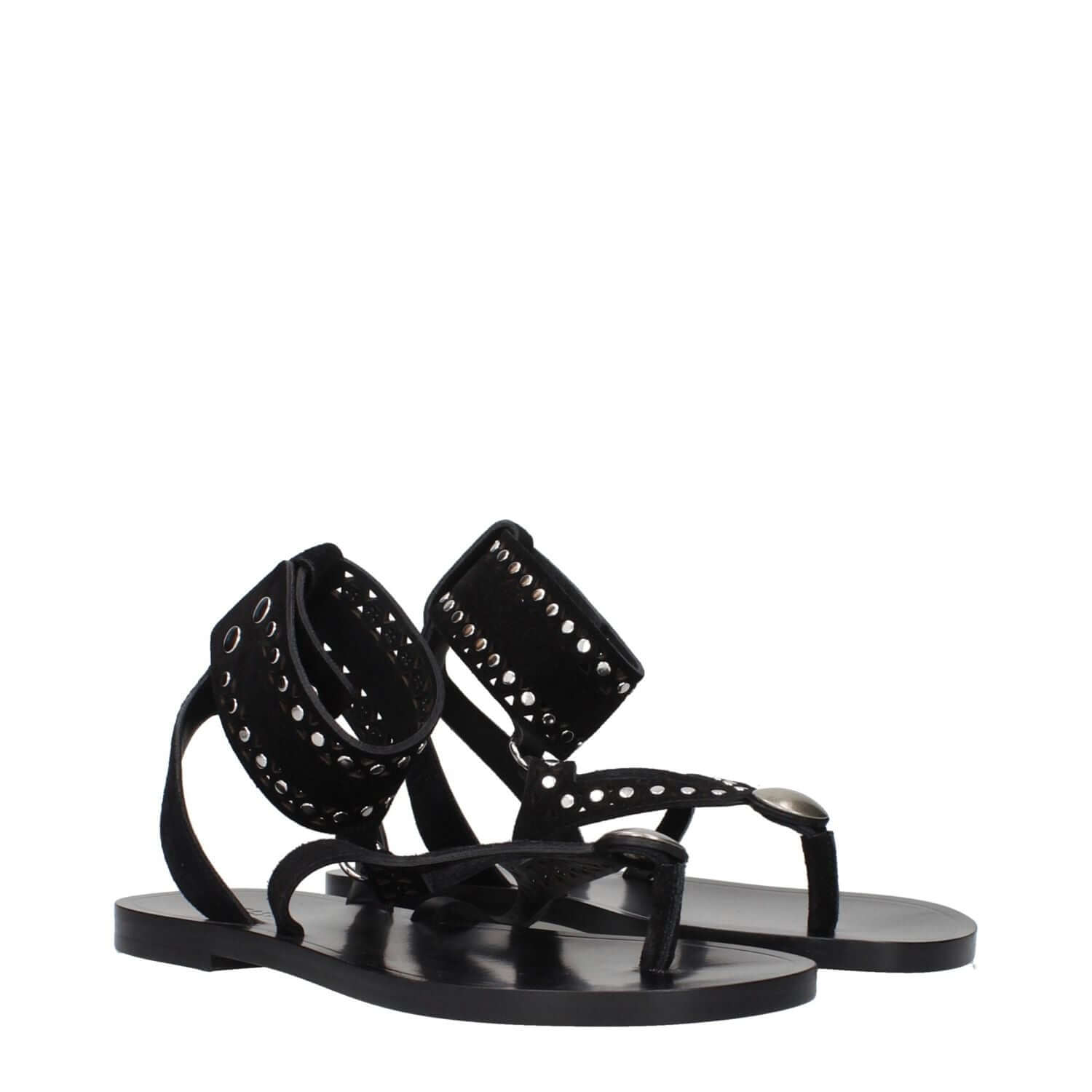 Isabel Marant Black Leather Flip-Flop Sandals