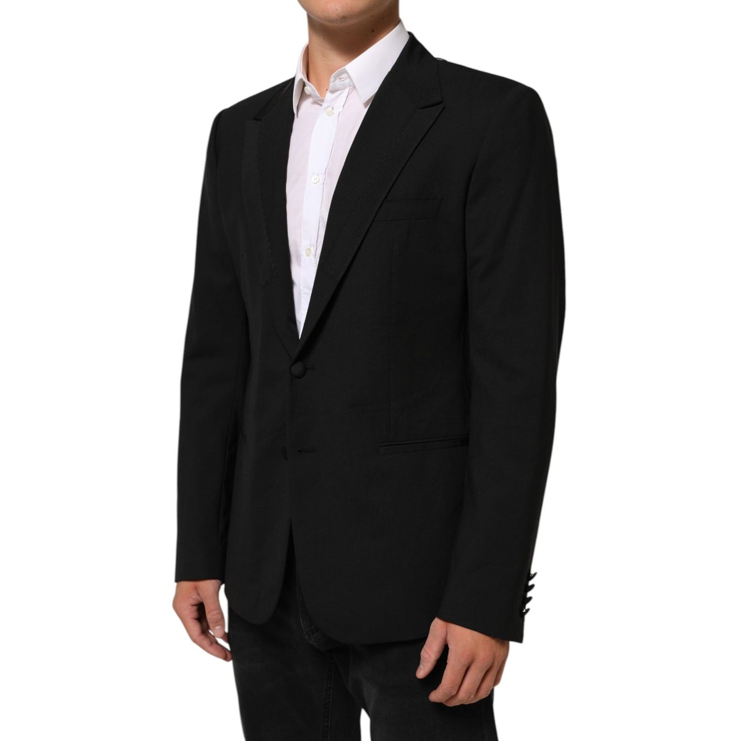 Dolce & Gabbana Black Wool 2 Buttons Suit Men Jacket Blazer