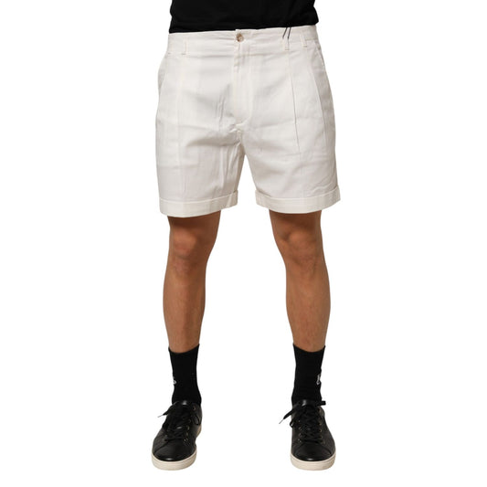 Dolce & Gabbana White Cotton Mid Waist Men Bermuda Shorts