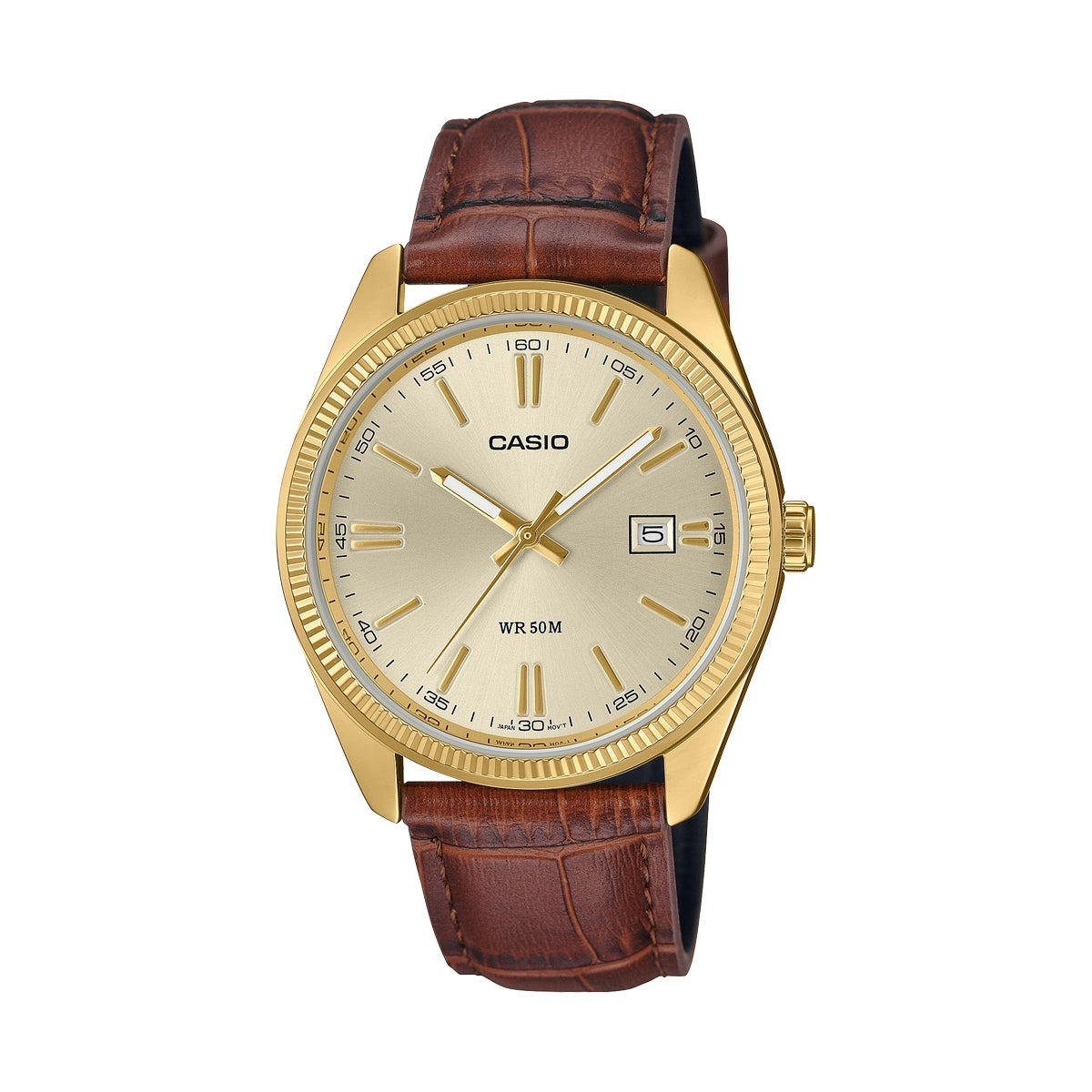 CASIO COLLECTION Mod. DATE GOLD, LEATHER - CHAMPAGNE WATCHES