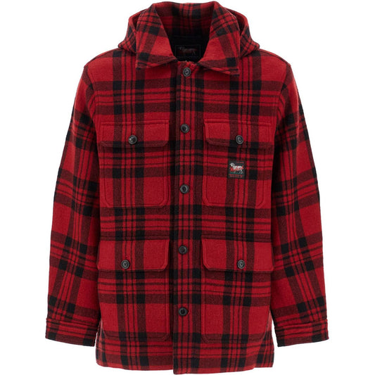 Woolrich plaid cruiser hooded jacket Vests Woolrich Dark Red
