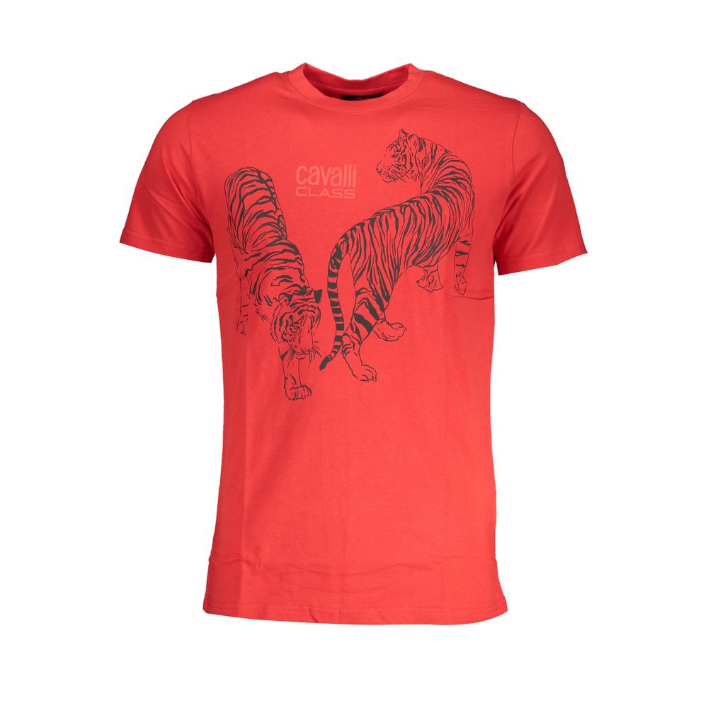 Cavalli Class Red Cotton Men T-Shirt