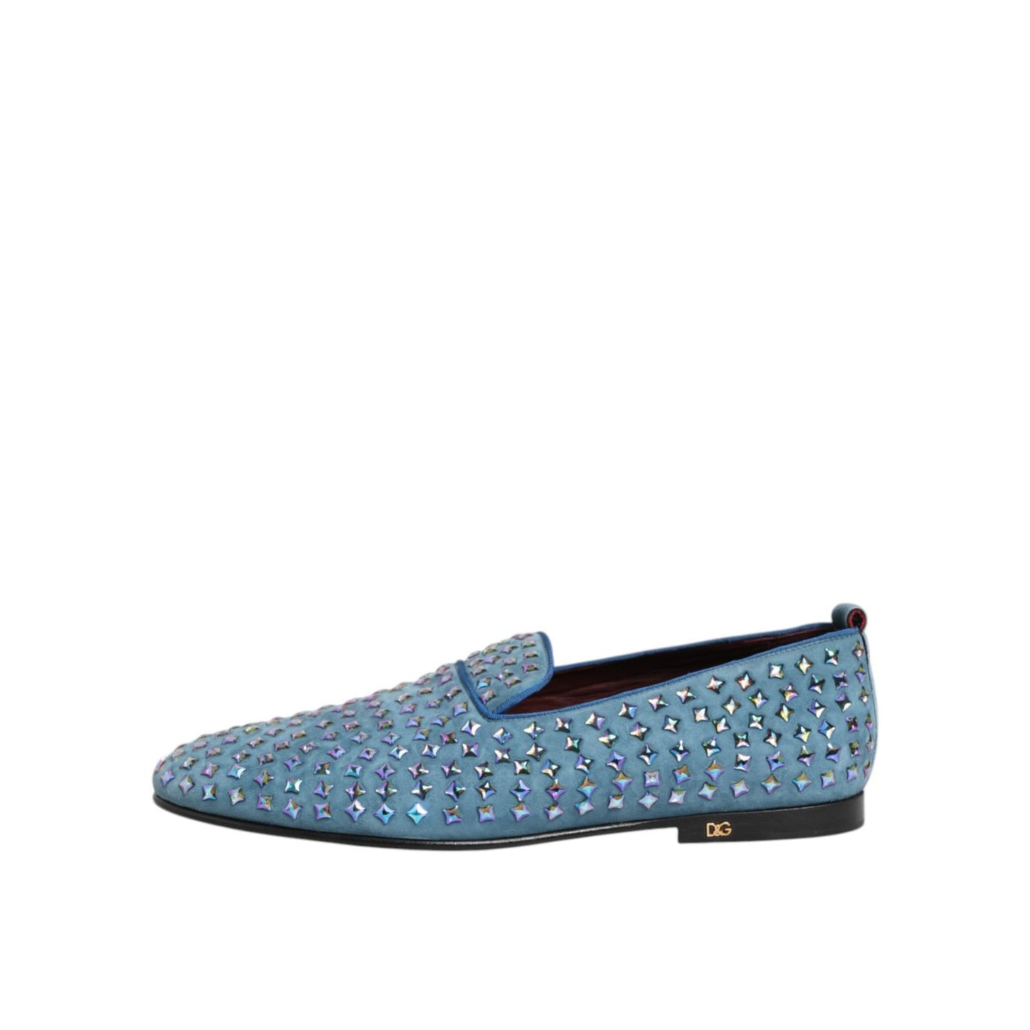 Dolce & Gabbana Blue Suede Studded Dress Men Loafers Shoes