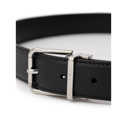 Dolce & Gabbana Black Leather Belt DO-8411676-90 CM / 36 INCHES