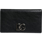 Dolce & Gabbana Black Leather DG Logo Bifold Card Slot Crossbody Bag BAG4133