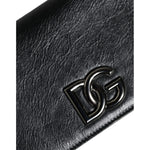 Dolce & Gabbana Black Leather DG Logo Bifold Card Slot Crossbody Bag BAG4133