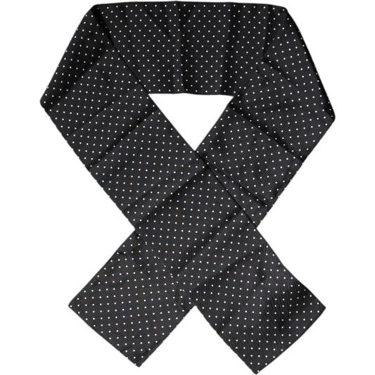 Dolce & Gabbana Black Polka Dots Silk Skinny Neck Wrap Scarf MS7301