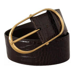 Dolce & Gabbana Brown Crocodile Pattern Leather Gold Oval Buckle Belt Dolce & Gabbana Black