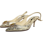 Dolce & Gabbana Gold Crystal Pumps Heels Slingbacks Shoes LA11792-37