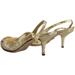 Dolce & Gabbana Gold Crystal Pumps Heels Slingbacks Shoes LA11792-37