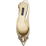 Dolce & Gabbana Gold Crystal Pumps Heels Slingbacks Shoes LA11792-37