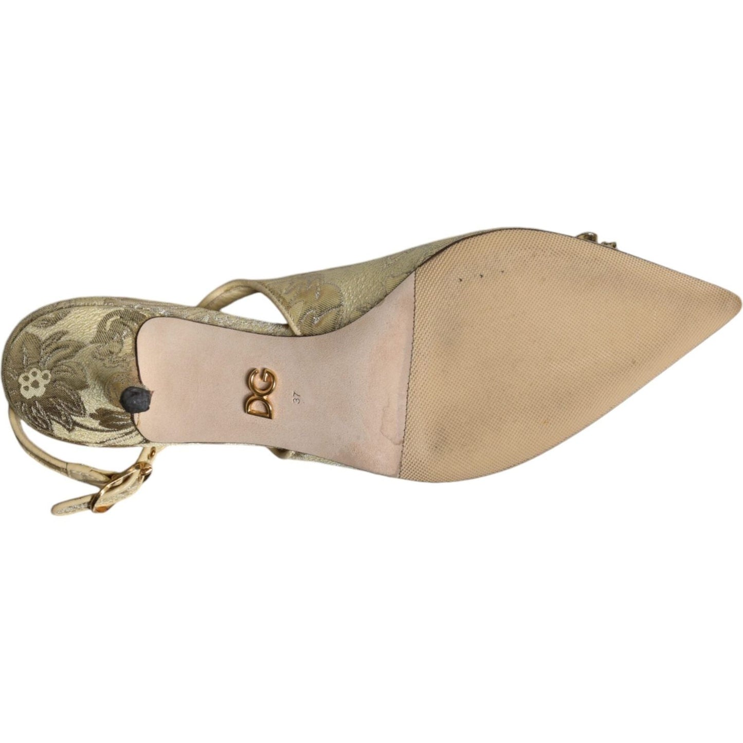 Dolce & Gabbana Gold Crystal Pumps Heels Slingbacks Shoes LA11792-37