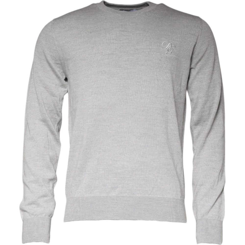 Dolce & Gabbana Light Gray Wool Crew Neck Pullover Sweater TSH87063-48