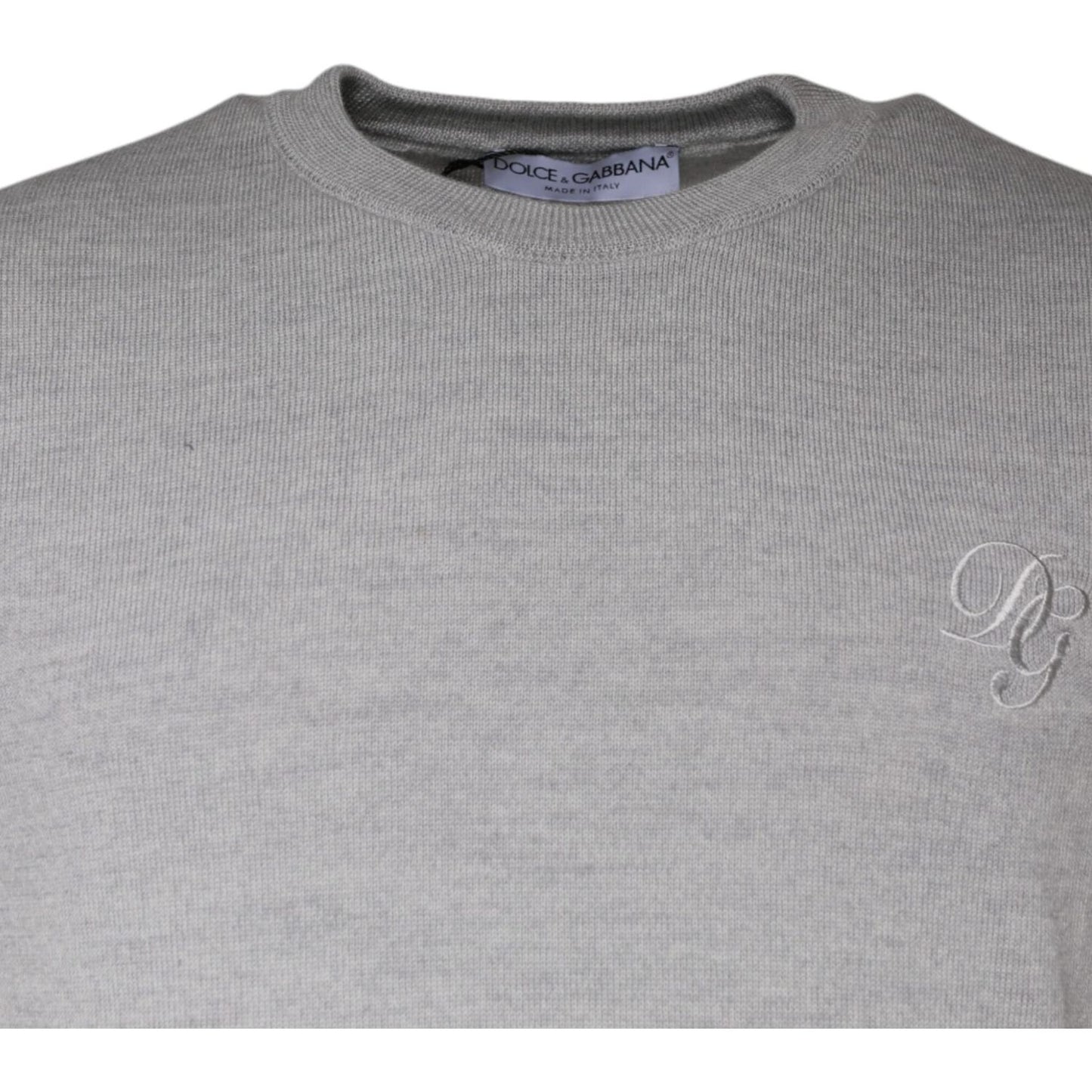 Dolce & Gabbana Light Gray Wool Crew Neck Pullover Sweater TSH87063-48