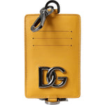 Dolce & Gabbana Orange Calf Leather Credit Card Holder Clip On Wallet Dolce & Gabbana Goldenrod