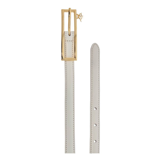 Alessandra Rich slim white leather belt with logo charm 1.5cm Belts Alessandra Rich Gray