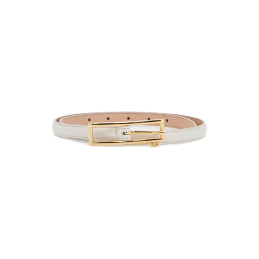 Alessandra Rich slim white leather belt with logo charm 1.5cm Belts Alessandra Rich Gray