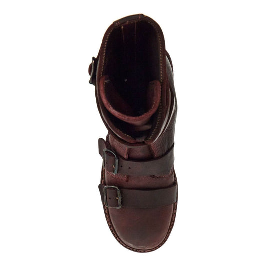 Guidi dark red horse leather boots with adjustable straps