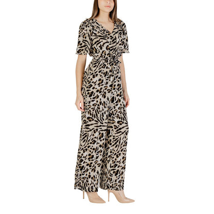 ICHI Beige Viscose Jumpsuit