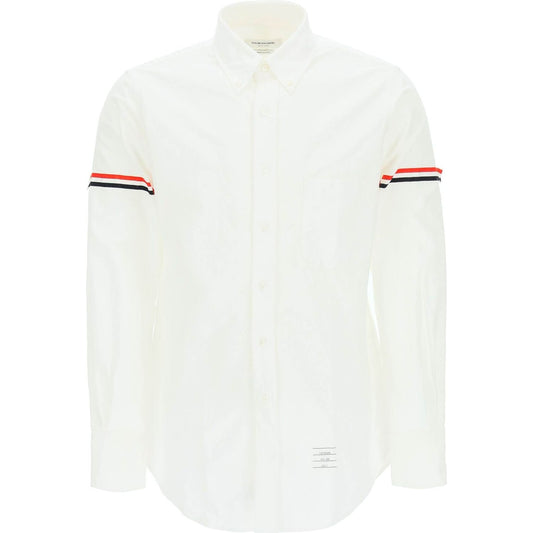 Thom Browne oxford button-down shirt with rwb armbands Shirts Thom Browne White Smoke