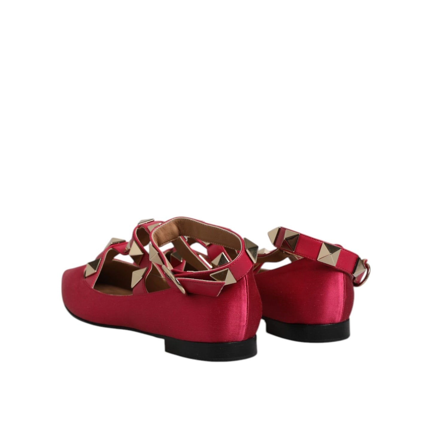 Prosperine Red Gold Studded Pointed Toe Ballet Flats Shoes