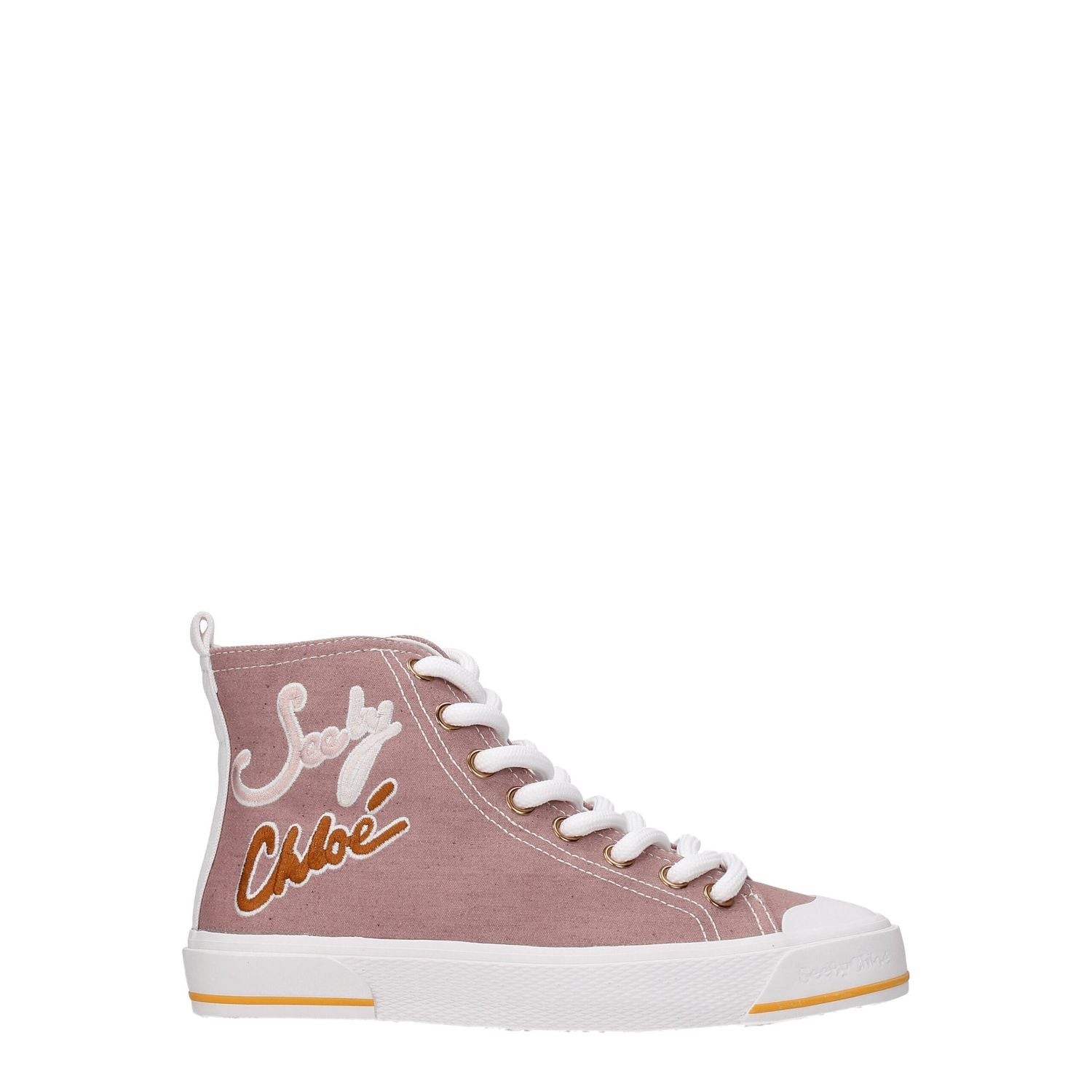 See By Chloé Pink Fabric High Top Sneakers