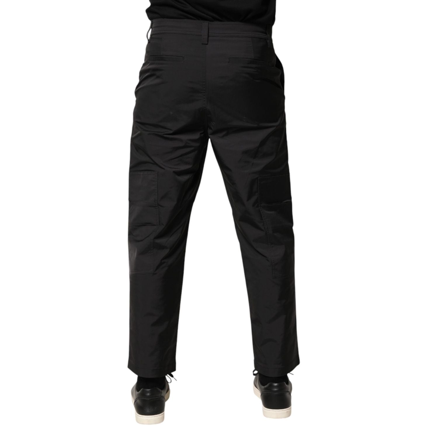 Valentino Black Mid Waist Men Tapered Dress Trouser Pants