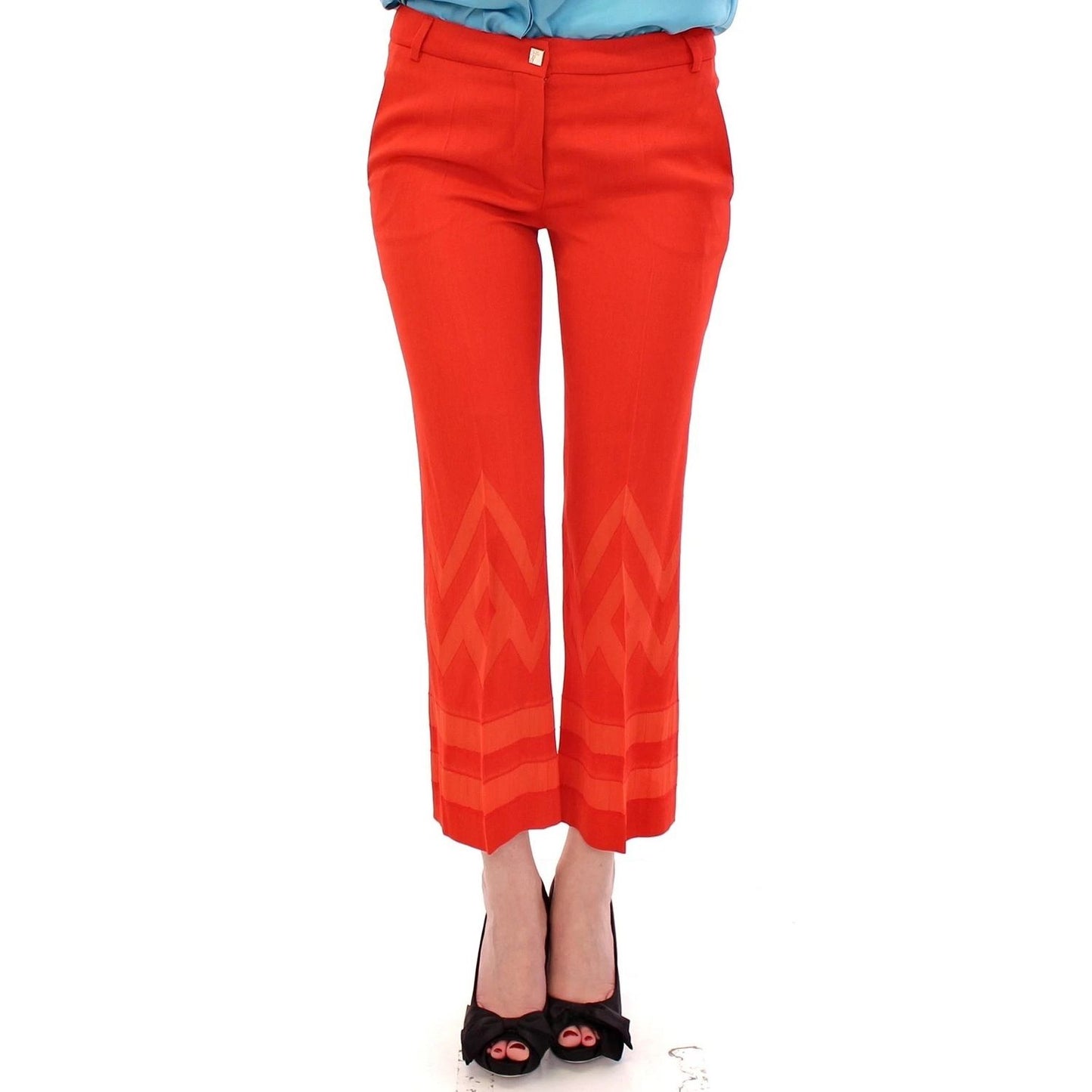 Versace Collection Red Pants Cropped 3/4 Short Nude Capri Pants