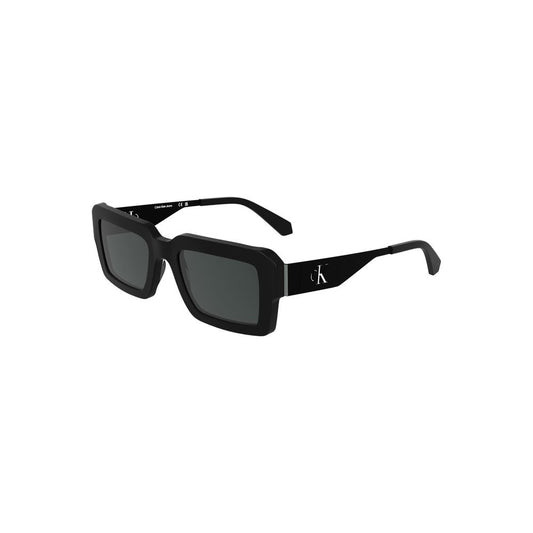 Calvin Klein black acetate women's sunglasses with sleek rectangular frames and modern design, perfect for fashion-forward style.