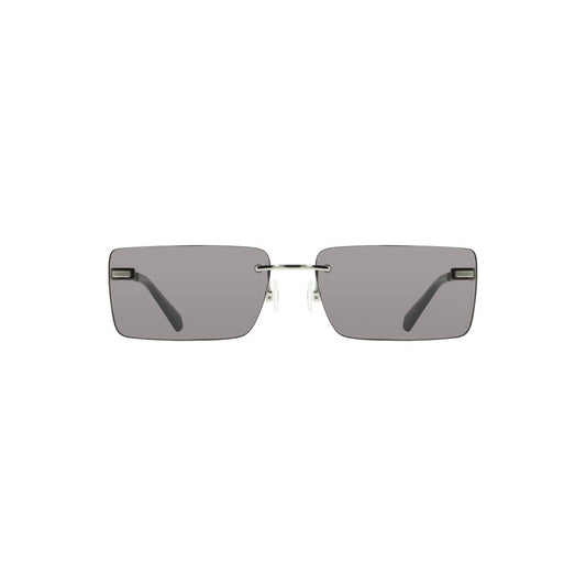 Calvin Klein black metal women sunglass with rectangular smoky-tinted lenses and sleek frame for a bold, sophisticated look.
