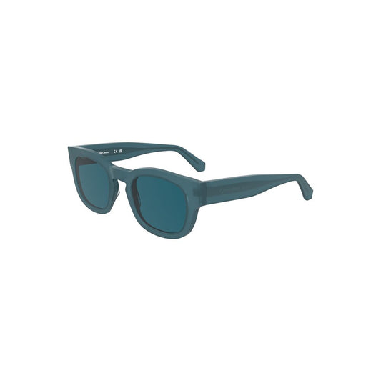 Calvin Klein Blue Acetate Women Sunglasses with Round Lenses, Modern Luxury Eyewear.