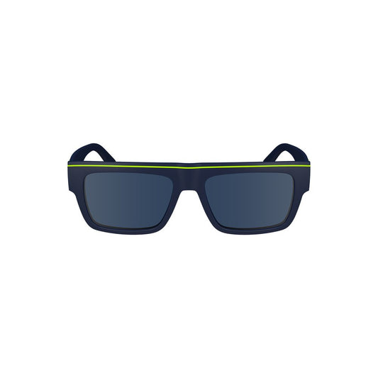 Calvin Klein Blue Plastic Men's Sunglasses with Rectangular Frame and Contrasting Details