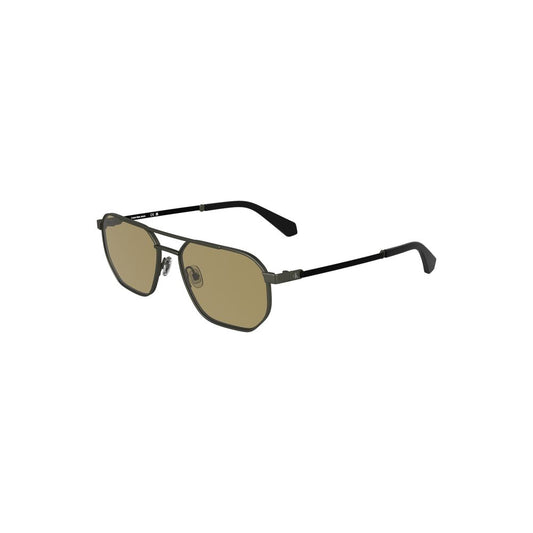 Calvin Klein Bronze Metal Men Sunglasses with Square Brown Lenses